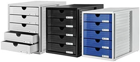 HAN Rinkinys 5 SZUFLADEK SYSTEM-BOX HAN A4 POLISTYREN SZARO-Mėlynas - HN145014-10