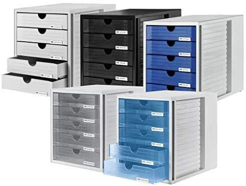 HAN Rinkinys 5 SZUFLADEK SYSTEM-BOX HAN A4 POLISTYREN SZARO-Mėlynas - HN145014-10