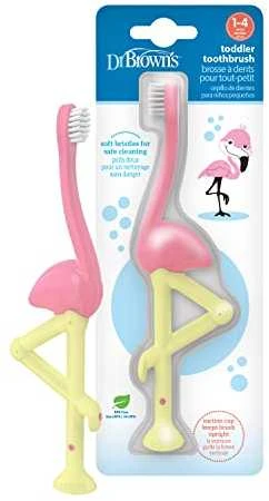 Dr. Brown's dantų šepetėlis 1-4 metų Flamingo