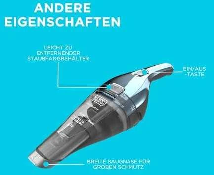 Dulkių siurblys Black & Decker Juodas & Decker NVC220WBC handheld vacuum Mėlyna, Chrome Bagless
