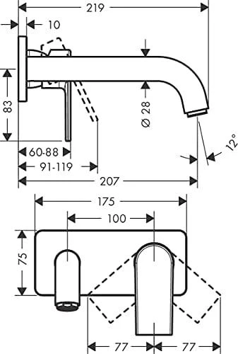 Potinkinis praustuvo maišytuvas Hansgrohe Vernis Shape, 71578670, juodas matinis