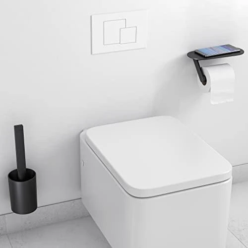 Wc šepečio ir tualetinio popieriaus laikiklio komplektas Hansgrohe WallStoris 27969670, juodas matin