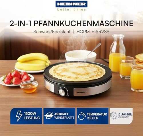 Vaflinė Blynų kepimo paviršius, 1500W HCPM-F15RVSS HEINNER