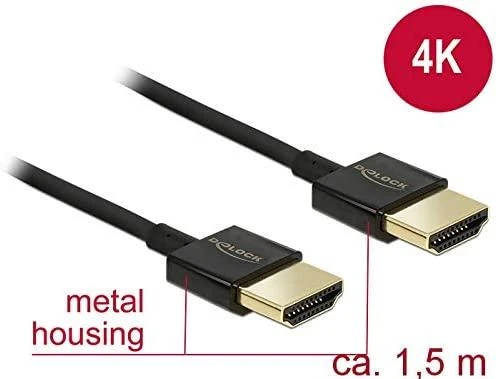 Delock HDMI laidas su auksinėmis jungtimis ir metaliniu korpusu