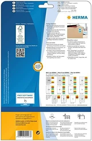 Herma Colored Labels 4423, A4, lipni, 210 x 297 mm, popierinė matinė mėlyna, 20 vnt (4423)