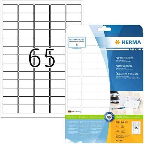 HERMA Adressetiketten Premium A4 baltas 38,1 x 21,2 mm 1625St.
