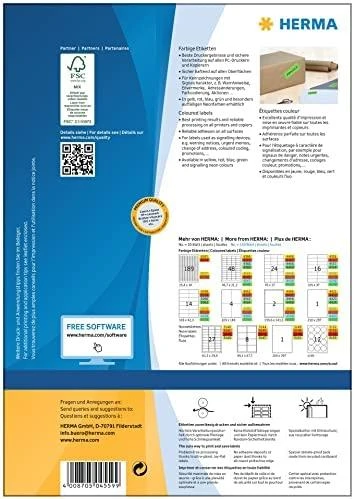 Herma Spalvotos etiketės A4, 105 x 42,3 mm, žalia, nuolatinis sukibimas - 4559