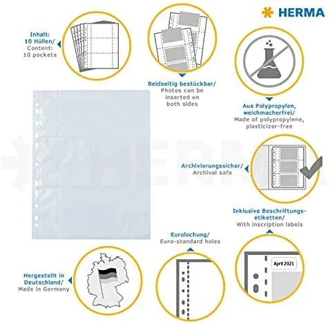 HERMA 7584 įmautė dokumentams 90 x 130 mm Polipropilenas (PP) 10 vnt