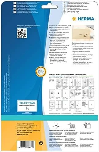 „Herma“ skaidrios folijos adresų etiketės, matinės A4, 99,1 x 38,1 mm, atsparios oro sąlygoms, nuolatiniai klijai – 8671