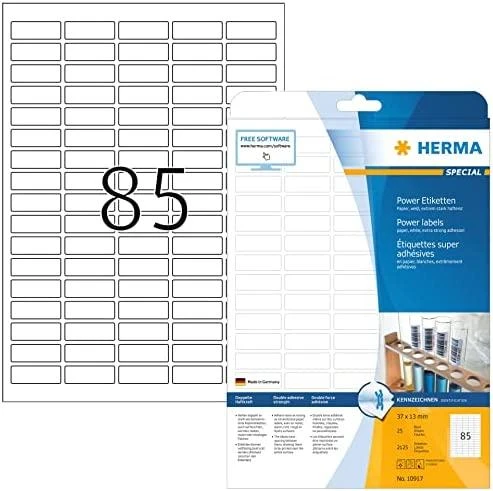 Herma Power etiketės, lipnios A4, 37 x 13 mm, pagamintos iš popieriaus - 10917