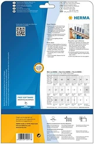 Herma Power etiketės, lipnios A4, 37 x 13 mm, pagamintos iš popieriaus - 10917