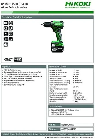 Akumuliatorinis suktuvas HiKOKI DS18DD 2x5.0 Ah