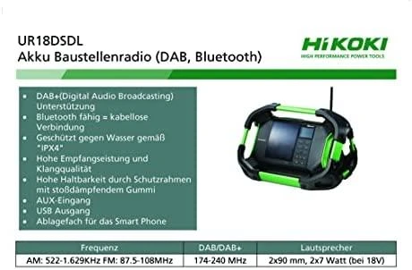 Radijo imtuvas su bluetooth HiKOKI UR18DSDL