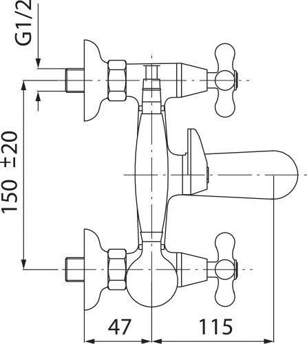 Sieninis vonios maišytuvas Ferro Retro chrome (XR11)