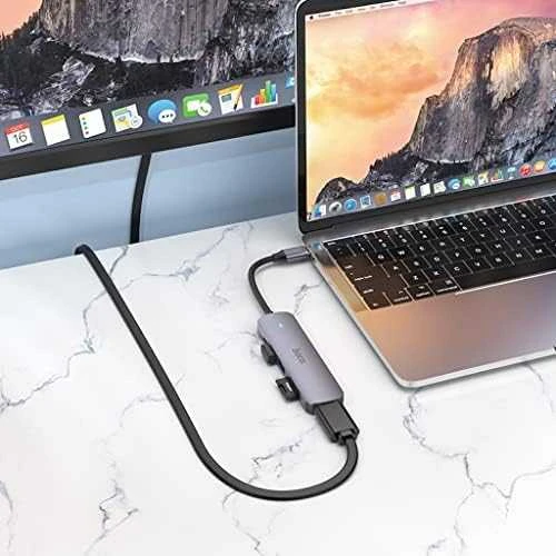 Adapteris Hoco HB28 Type-C daugiafunkcis keitiklis HDMI+USB3.0+USB2.0+SD+TF+PD pilkas