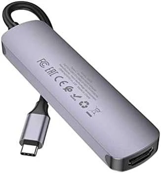 Adapteris Hoco HB28 Type-C daugiafunkcis keitiklis HDMI+USB3.0+USB2.0+SD+TF+PD pilkas