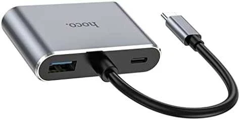 Adapteris Hoco HB30 Type-C į HDMI+VGA+USB-A3.0+Type-C pilkas