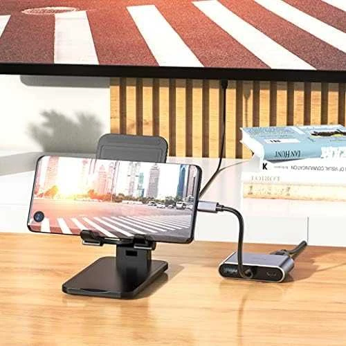 Adapteris Hoco HB30 Type-C į HDMI+VGA+USB-A3.0+Type-C pilkas