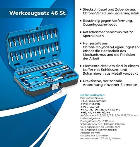 Högert Technik Įrankių rinkinys 46 vnt. HT1R416