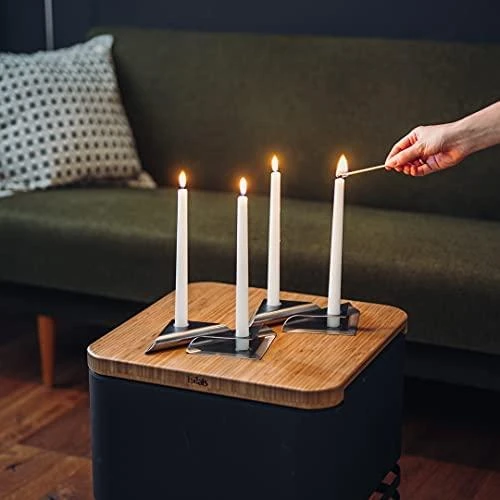 HOFATS SQUARE CANDLE žvakių laikiklių rinkinys sidabrinis, 4 vnt.