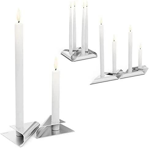 HOFATS SQUARE CANDLE žvakių laikiklių rinkinys sidabrinis, 4 vnt.