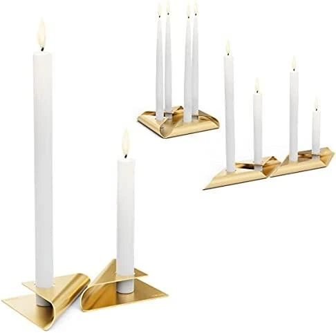 HOFATS SQUARE CANDLE žvakių laikiklių rinkinys, aukso, 4 vnt.