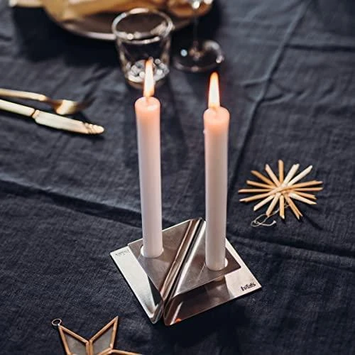 HOFATS SQUARE CANDLE žvakių laikiklių rinkinys sidabrinis, 4 vnt.