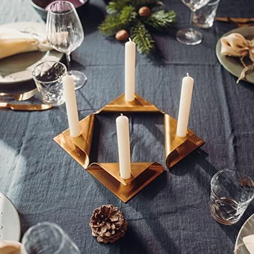 HOFATS SQUARE CANDLE žvakių laikiklių rinkinys, aukso, 4 vnt.
