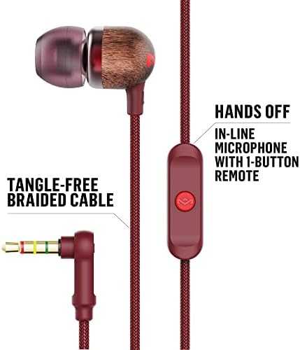 Ausinės Marley | Earbuds | Smile Jamaica | su laidu | į ausis įkišamos | Mikrofonas | Raudona