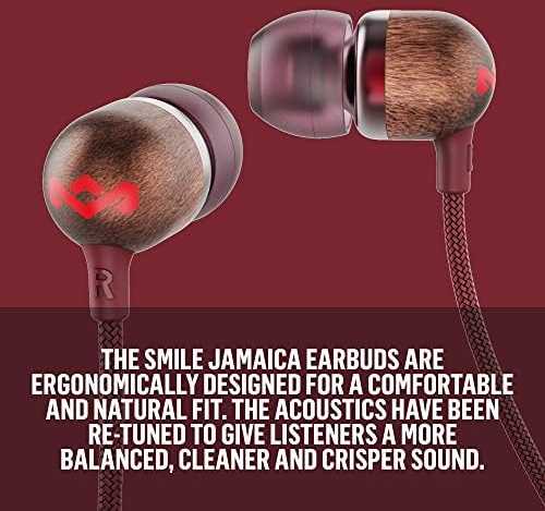 Ausinės Marley | Earbuds | Smile Jamaica | su laidu | į ausis įkišamos | Mikrofonas | Raudona