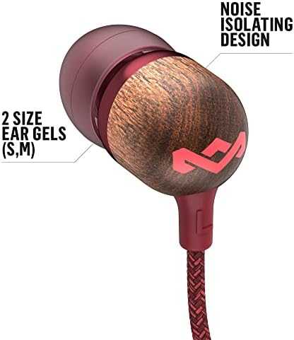 Ausinės Marley | Earbuds | Smile Jamaica | su laidu | į ausis įkišamos | Mikrofonas | Raudona