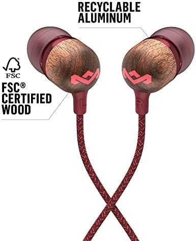 Ausinės Marley | Earbuds | Smile Jamaica | su laidu | į ausis įkišamos | Mikrofonas | Raudona