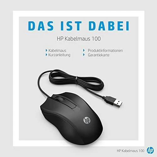 Hewlett Packard (HP) HP 100 USB Pelė su laidu - Juodas