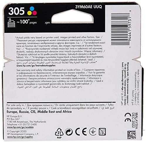 Hewlett Packard (HP) HP 305 trispalvės rašalo kasetės, 100 puslapių, skirtos HP DeskJet 2300, 2710, 2720, Plus 4100