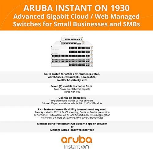Šakotuvas Hewlett Packard (HP) HPE Aruba Instant On 1930 Switch 8G 2SFP 124W Europe – lokalizacija anglų kalba