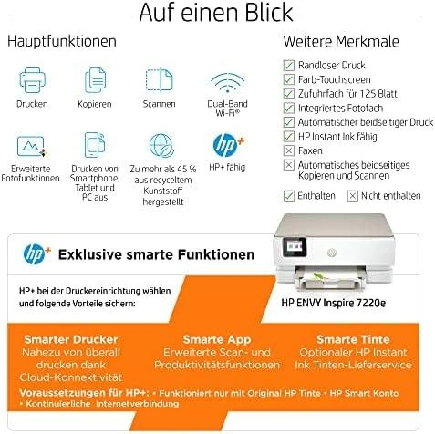 Hewlett Packard (HP) HP Envy Inspire 7220e daugiafunkcis A4 spalvotas rašalinis 10 psl./min. Spausdinti Nuskaityti Kopijuoti Nuotraukos Spausdintuvas