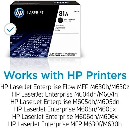 Hewlett Packard (HP) HP 81A Juodas Original LaserJet M604/M605/M606 Toneris Cartridge (~10,500 pages)