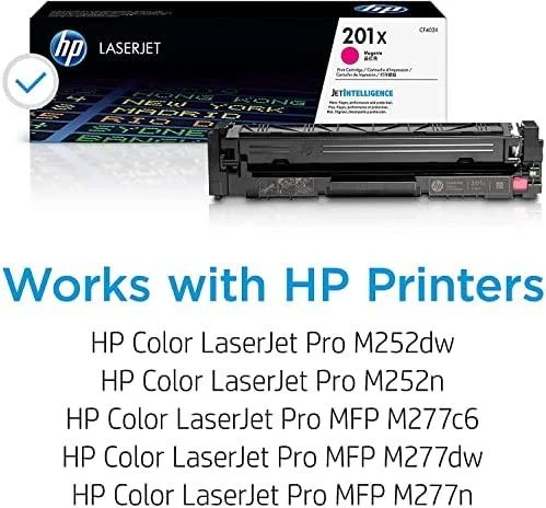 Hewlett Packard (HP) HP 201X High Yield Magenta lazerinis dažų kasetė, 2300 puslapių, skirta HP Color LaserJet 277, Pro M252