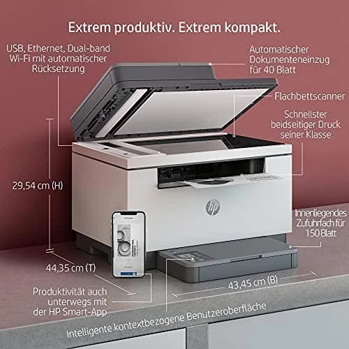 Hewlett Packard (HP) HP Enterprise HP LaserJet MFP M234sdw - Daugiafunkcis spausdintuvas - Nespalvotas - Lazerinis - Legal (216 x 356 mm) (originalas) - Legal (laikmenos) - Iki 29 psl./min. (kopijavimas) - Iki 29 psl./min. (spausdinimas) - 150 lapų - USB 2.0, LAN, Wi-Fi(n), Bluetooth (9YG05F#ABD)