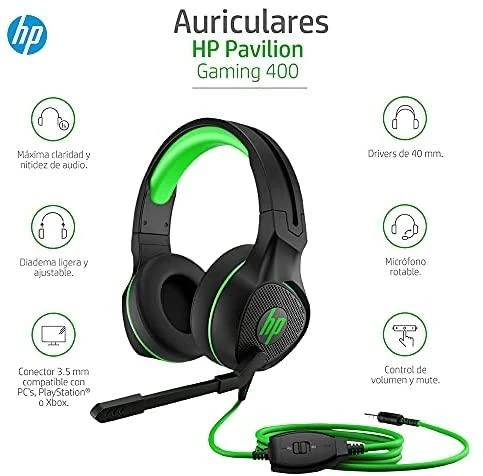 Žaidimų ausinės HP Pavilion 400, Juoda 