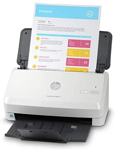 Skeneris Hewlett Packard (HP) „HP ScanJet Pro 2000 s2“ skaitytuvas – A4 spalvotas 600 dpi, lapų tiekimo nuskaitymas, automatinis dokumentų tiektuvas, automatinis dvipusis, OCR / nuskaitymas į tekstą, 35 ppm, 3500 puslapių per dieną