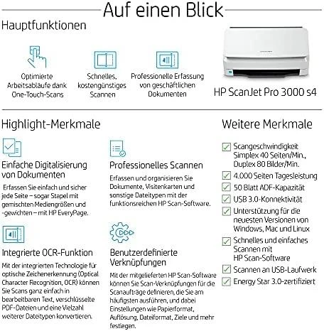 Hewlett Packard (HP) Skeneris HP Scanjet Pro 3000 s4 lapų tiekimo skaitytuvas