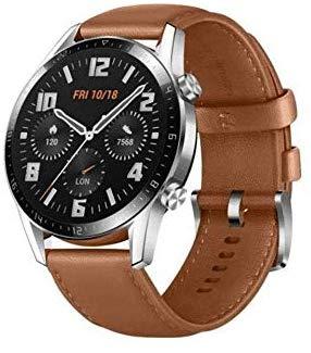 Išmanusis laikrodis Huawei Watch GT 2 Classic (46mm), Sidabrinės spalvos su  rudos spalvos odiniu dirželiu | Varle.lt