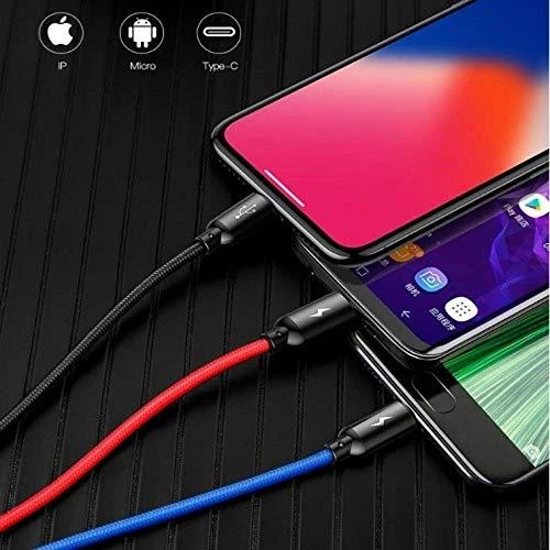 Baseus 3in1 kabelis USB-C / Lightning / Micro 3.5A 0.3m - Juodas
