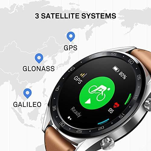 Išmanusis laikrodis Huawei Watch GT „Classic Edition“, Sidabrinės spalvos  su rudu odiniu dirželiu | Varle.lt