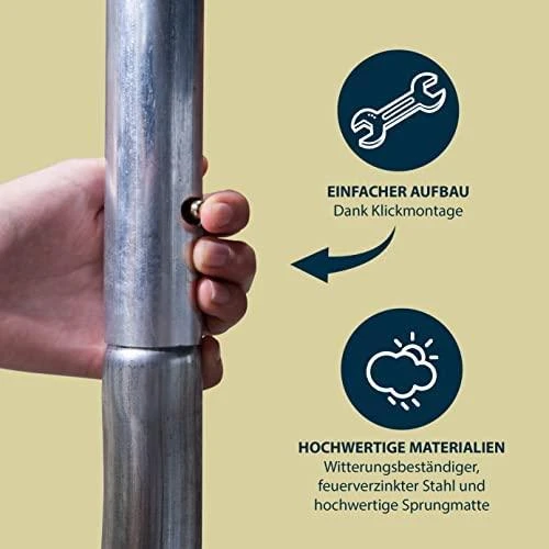 Sodo batutas Hudora – greito montavimo mechanizmas