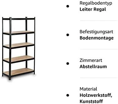 Metalinė sandėliavimo lentyna Humberg HR-813 180 x 90 x 40 cm, juodos spalvos
