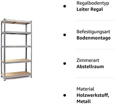 Metalinė laikymo lentyna 180 x 90 x 40 cm Humberg HR-812