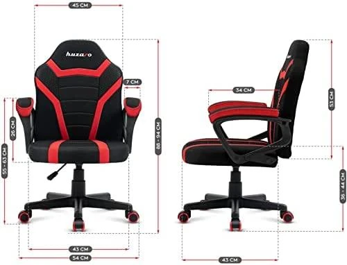 Žaidimų kėdė vaikams Huzaro Ranger 1.0, Juodos/Raudonos spalvos