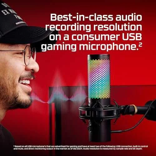 HyperX QuadCast 2 S kondensatorinis žaidimų mikrofonas | Juodas